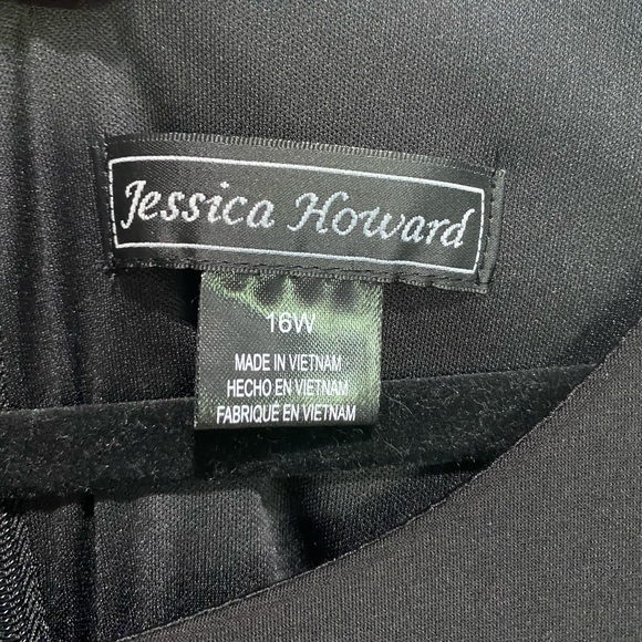 Jessica Howard Mesh Trim Black Dress 16W - Picture 7 of 11